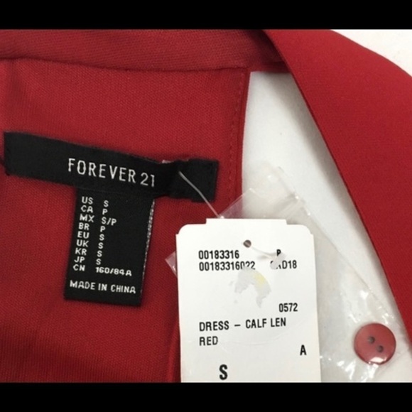 NWT Forever 21 Dress Red Halter Low V-Neck Evening Date Size Small - Picture 7 of 8